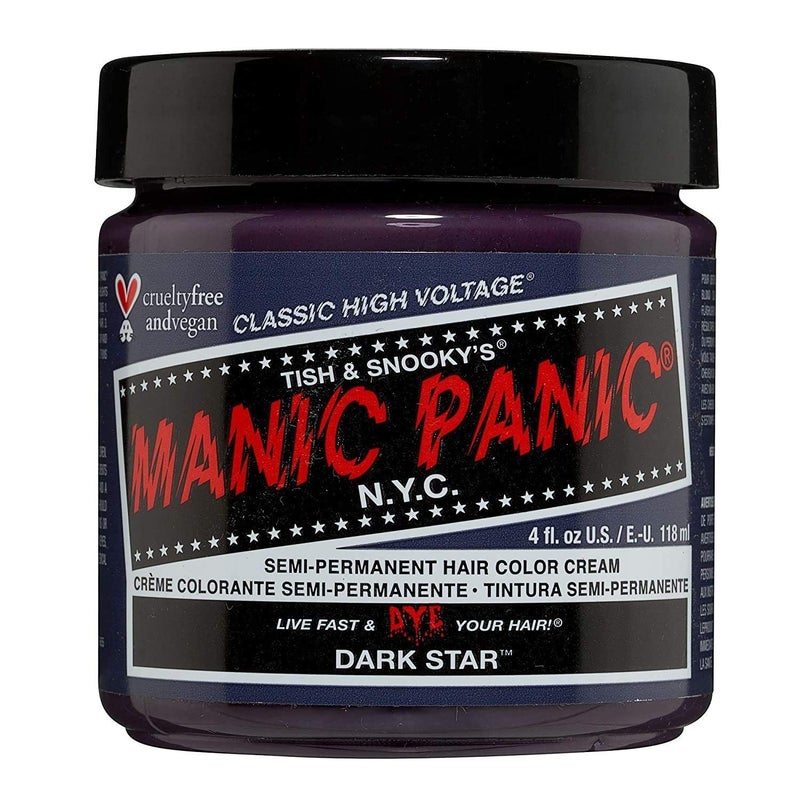 Manic Panic مانيك بانك كلاسيك دارك ستار لون شعر شبه دائم - صبغة شعر رمادية داكنة للنساء والرجال تدوم 4-6 أسابيع - نباتية، خالية من الأمونيا وغير مختبرة على الحيوانات - إنشاء ومزج درجات مخصصة (4 أونصات) - Image 1